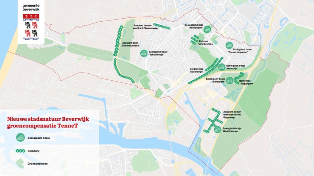 Plattegrond locaties nieuwe stadsnatuur